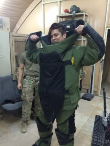 144 - William in an EOD bomb suit in `Araifjan, Al Aḩmadī, Kuwait.